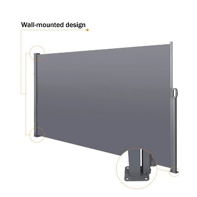 Retractable Side Screen Awning, UV Resistant, Waterproof, Patio Privacy Screen Courtyard(Dark Grey), 118.1" x 62.99"
