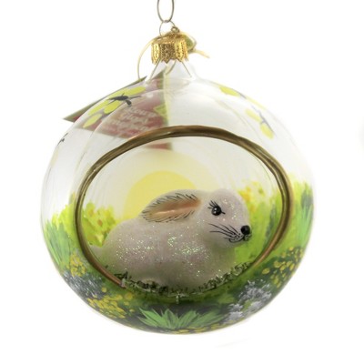 Morawski 4.5" Bunny In Meadow Diorama Ornament Ball Butterfly  -  Tree Ornaments