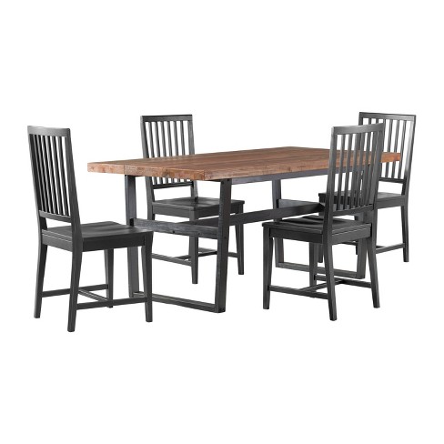 Natural wood table discount with black chairs