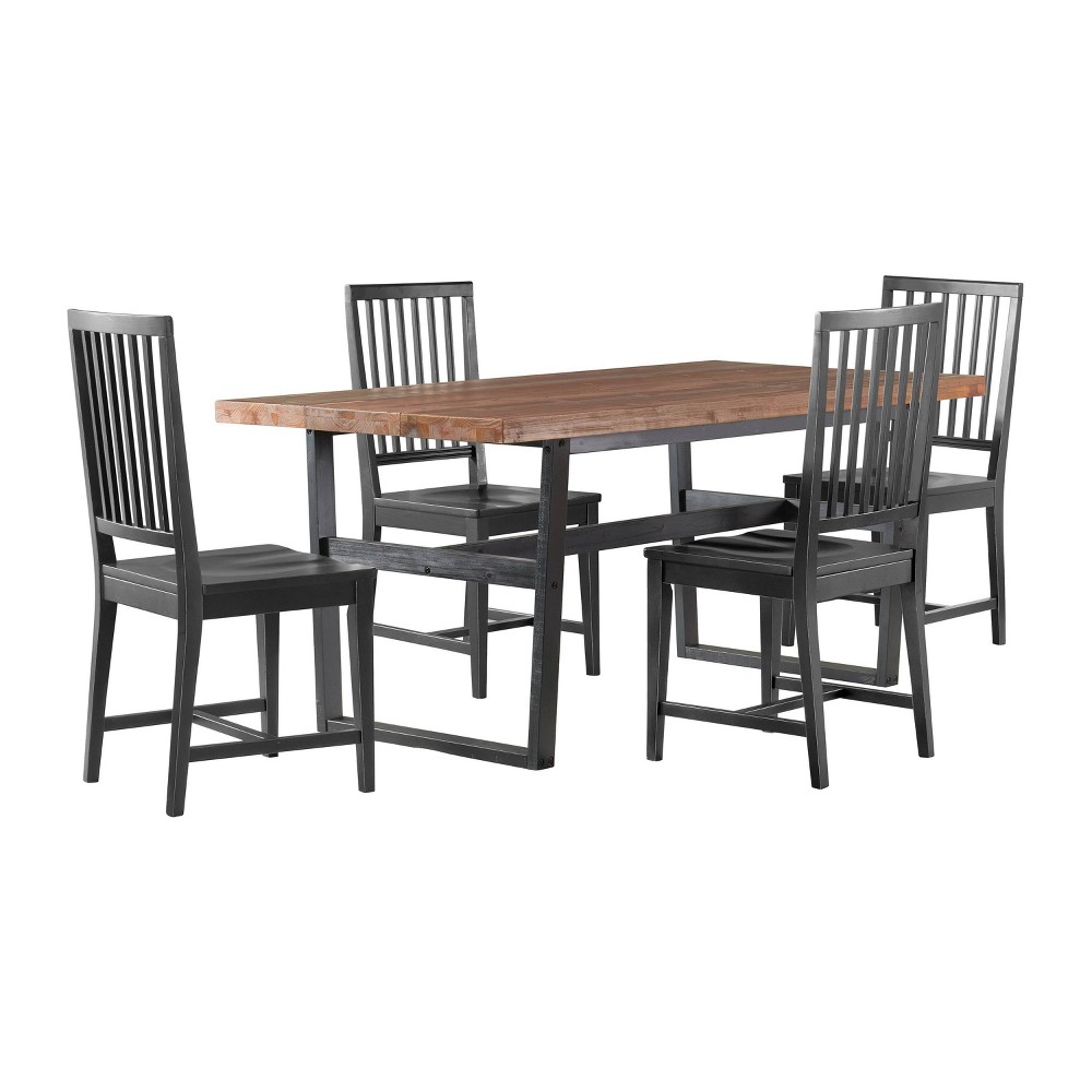 Photos - Dining Table 72" Walden  with Solid Cedar Top and 4 Wood Chairs with Black