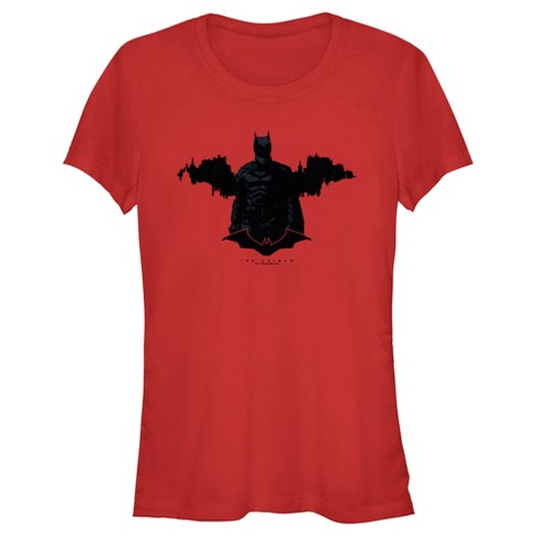 Juniors Womens The Batman Gotham Silhouette T-shirt - Red - Small : Target