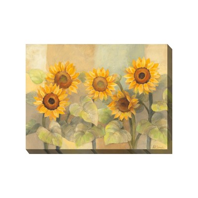 Cottage Garden West of The Wind SUNSHADES Yellow, Green 40 x 30 Inch Waterproof Gallery Wrapped Canvas, Outdoor Garden, Yard, Patio All Weather