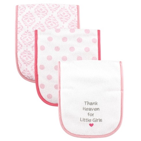 Luvable Friends Baby Girl Cotton Burp Cloths With Fiber Filling