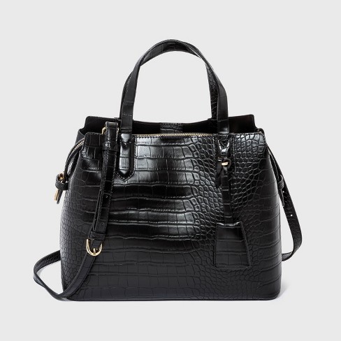  Downupdown Women Handbags and Purses Set Crocodile Pattern Tote  Bags Top Handle Handbags Wristlets Wallet Shoulder Bag Satchel 3 Pcs with  Shoulder Strap-Black : Clothing, Shoes & Jewelry