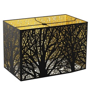 Metal Large Rectangular Lampshade For Table Lamp Floor Lamps,8"×14"×9" Black Outside Gold Inside Replacement Forest Rectangle Lamp Shade Spider Fitter - 1 of 4
