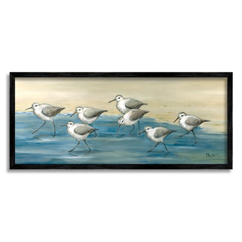 Stupell Sandpiper Bird Flock Beach Shoreline Framed Giclee : Target