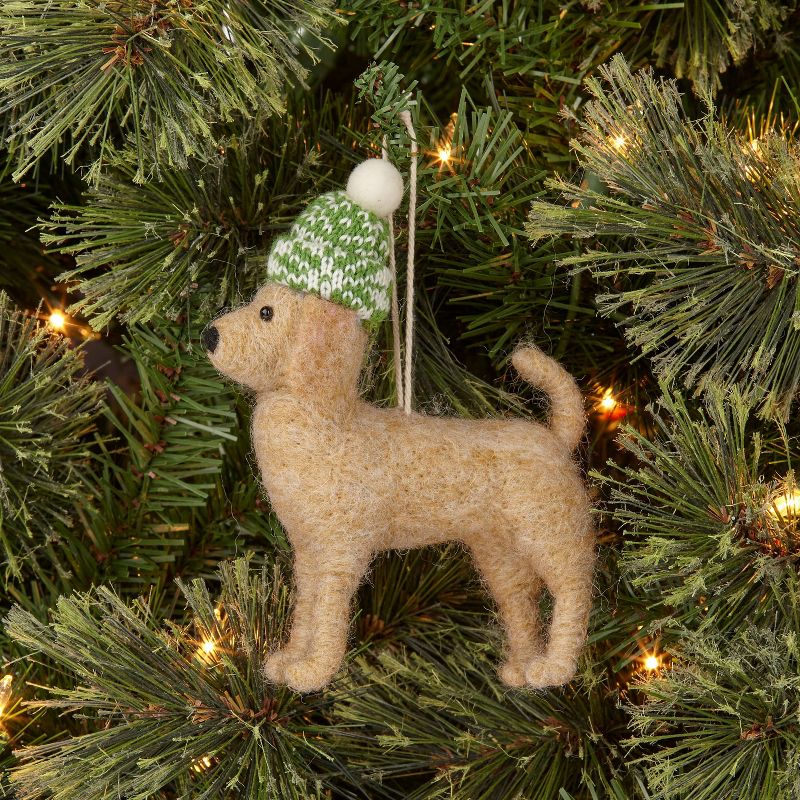 Labrador with Stocking Hat Christmas Tree Ornament Green/White - Wondershop&#8482;, 2 of 3