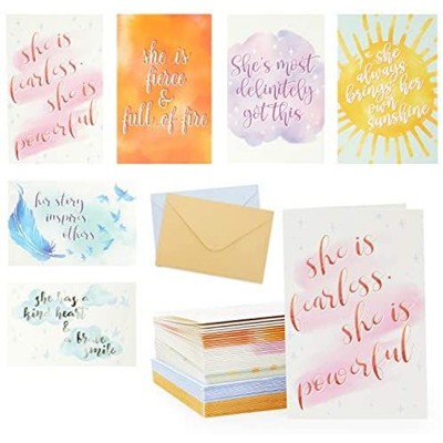 Paper Junkie 36 Pack Motivational Cards with Envelopes, 6 Designs (4 x 6 In)