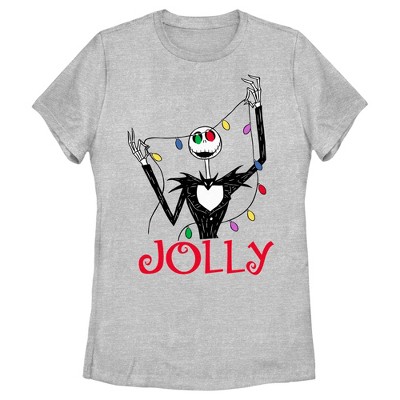 Women's The Nightmare Before Christmas Jack Jolly Christmas Lights T ...