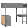 Full Size/twin Size Loft Bed Frame With 3 Storage Shelves, 4 Drawers, 1 Multifunctional Desk, Wool Fabric Platform Bed Frame, Space-Saving - 2 of 4
