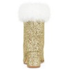 BLISSFUL STEP Women's Faux Fur Glitter Square Toe Chunky Heel Ankle Boots - 4 of 4