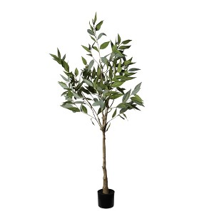 SEVABAL Artificial Trees, 5-Foot Artificial Eucalyptus Tree with Realistic Leaves for Indoor Home and Office Decoration, Green, 45.28"*6.1"*60" - 1 of 4