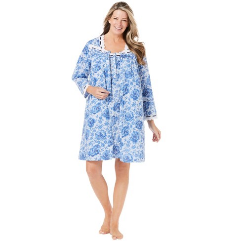 Only Necessities Women's Plus Size Short 2-piece Cabbage-rose Peignoir ...