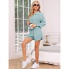 cheibear Women's Waffle Knit Long Sleeve Top and Shorts with Pockets Pajamas Sets 2 Pcs - 2 of 4