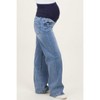 Pinkblush Blue Vintage Wash Wide Leg Maternity Jeans - 4 of 4
