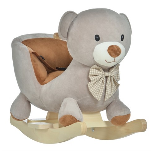Qaba Lion Rocking Horse With Sound - Plush Rocking Animal With Seat Belt For Toddlers