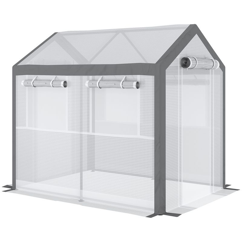 Outsunny Walk-In Greenhouse, Outdoor Gardening Canopy with Roll-up Windows, Zippered Door & Weather Cover, 1 of 7