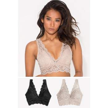 Smart & Sexy Womens Smooth Lace Longline Bralette Black Hue Lace M : Target