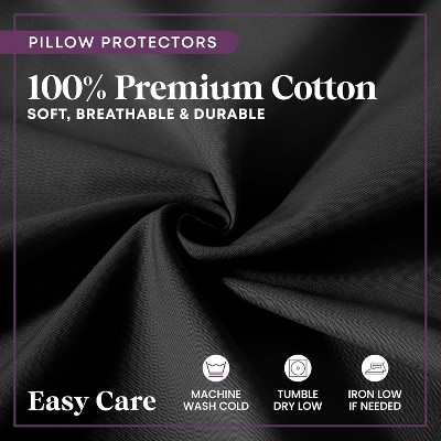Black Hypoallergenic Cotton Zippered Pillow Protector Set, Queen Size