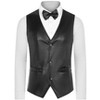 Lars Amadeus Men's Western PU Faux Leather Waistcoat Vest with Bow-Tie - 2 of 4