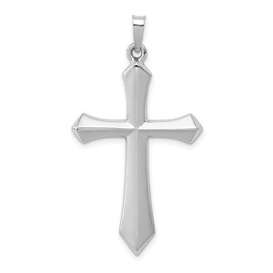 Black Bow Jewelry 14k Yellow or White Gold Hollow 2D Passion Cross Pendant, 22 x 42mm - 1 of 4