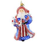 Huras Stars & Stripes Claus  -  1 Glass Ornament 7.25 Inches -  Ornament Rwb Patriotic 4Th July  -  Hf563p  -  Glass  -  Red