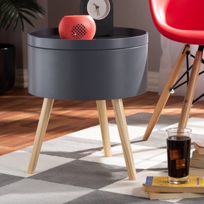 Jessen Gray Wood Nightstand with Removable Tray Top