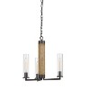 Cal Lighting 60W X 3 Silverton Metal/Wood 3 Light Chandelier with Glass Shades. (Edison Bulbs Included) - 3 of 3