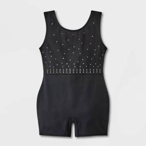 Girls' Gymnastics Jewel Biketard - Cat & Jack™ Black - 1 of 3