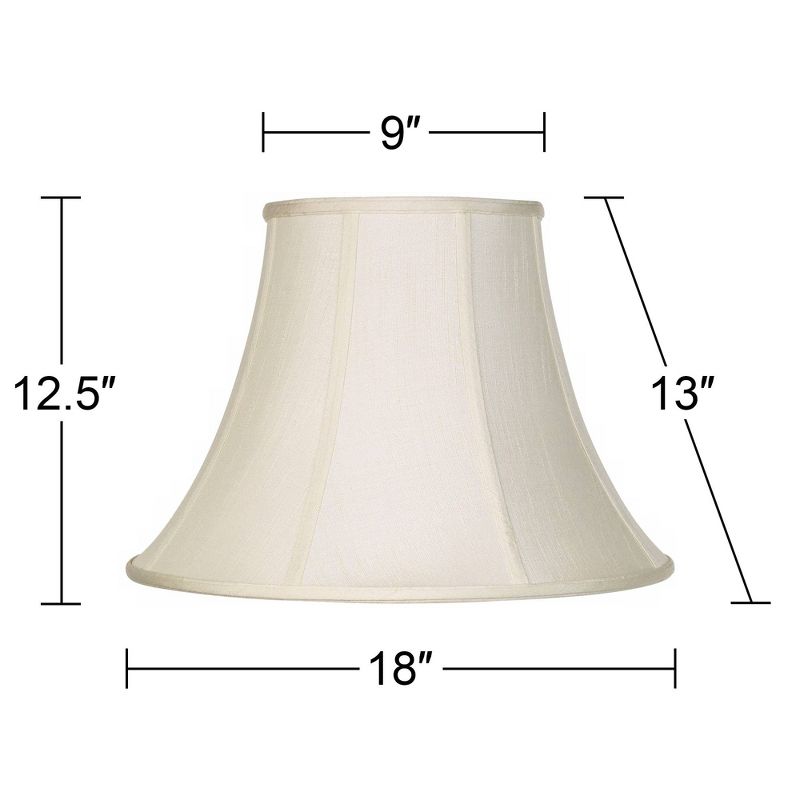 Imperial Shade Set of 2 Bell Lamp Shades Cream Large 9" Top x 18" Bottom x 13" High Spider Replacement Harp and Finial Fitting, 5 of 9