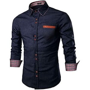 COOFANDY Men's Casual Dress Shirt Button Down Shirts Long-Sleeve Plaid Collar Denim Work Shirt - 1 of 4
