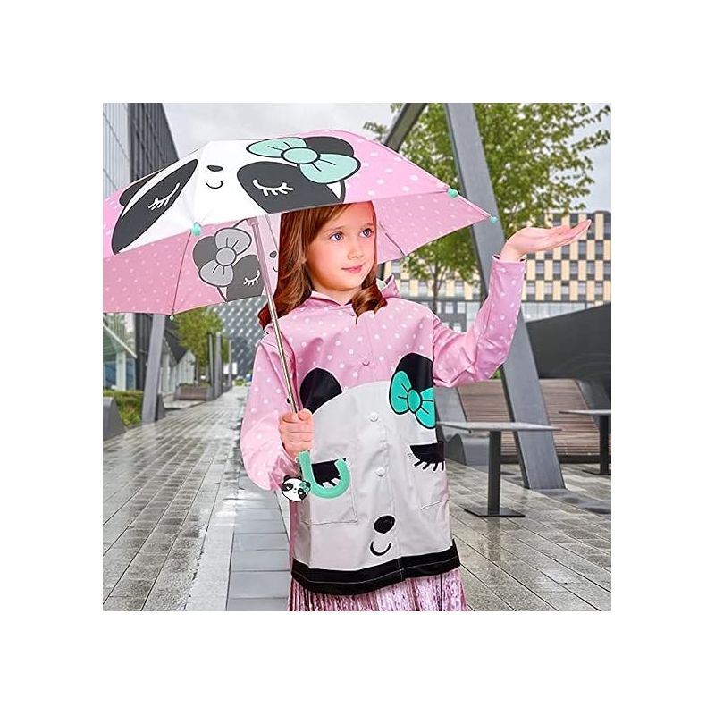 Addie & Tate Girls and Boys Rain Coats and Umbrella set, Kids Ages 3T-7 Years (Panda Bear), 2 of 4
