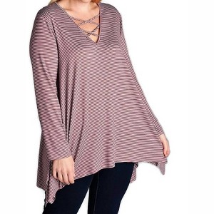 Women's Pinstriped Swing Tunic - PLUS - Oddi - 1 of 3