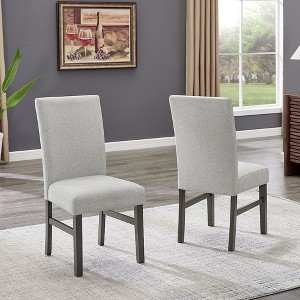 Racxily Set of 2 Light Gray Fabric Parsons Dining Side Chairs with Gray Wood Legs - 1 of 4