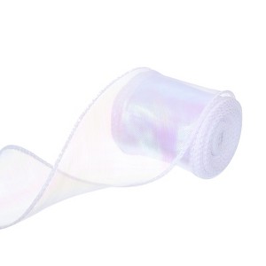 Unique Bargains Gift Wrapping Wide Sheer Wired Pastel Shimmer Iridescent Chiffon Ribbons 1 Pc - 1 of 4