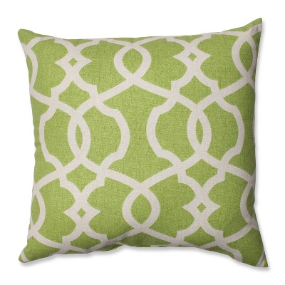 16.5"x16.5" Emory Square Throw Pillow Green - Pillow Perfect: Cotton Fabric, Weather & Fade-Resistant, Abstract Quatrefoil Design
