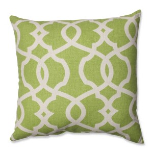 16.5"x16.5" Emory Square Throw Pillow Green - Pillow Perfect: Cotton Fabric, Weather & Fade-Resistant, Abstract Quatrefoil Design - 1 of 2