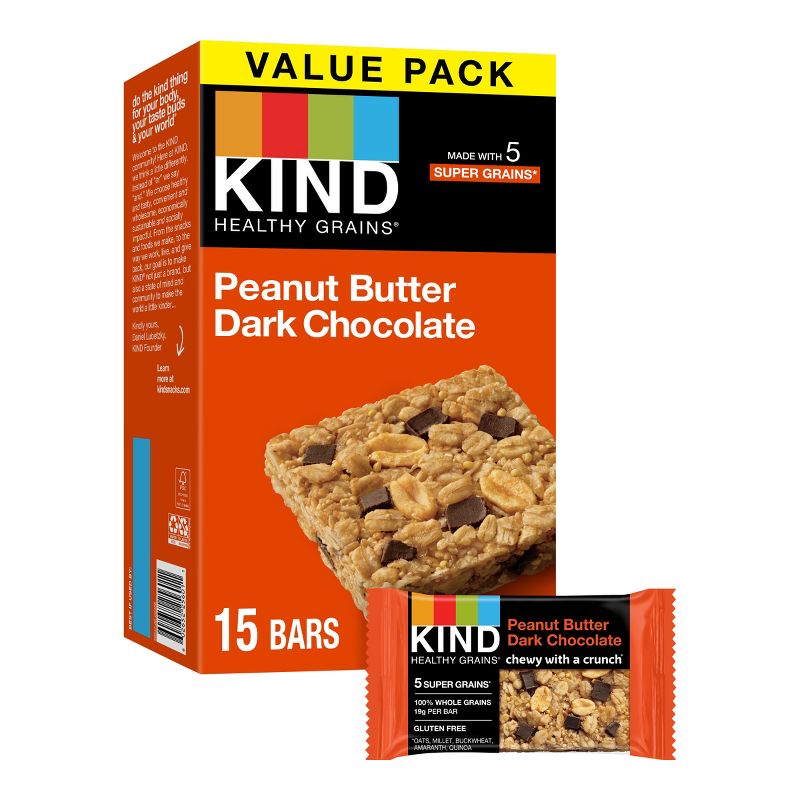 KIND Healthy Grains Bars Peanut Butter Dark Chocolate Chunk -18oz/15ct, 1 of 10