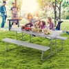 Tangkula Folding Picnic Table w/ 2 Benches 6 FT Camping Table Set w/ All-Weather HDPE Tabletop Grey - 3 of 4
