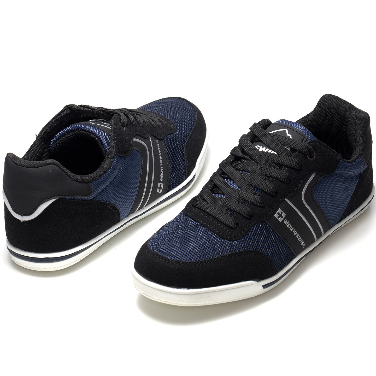 Мужские кроссовки Alpine Swiss Liam Casual Shoes Suede Trim Fashion Sneakers Low Top Lace Up Stylish Tennis Shoes BLK — фото 3