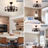 Ludomide 25" Black Caged Chandelier Ceiling Fan with Lights and Remote for Bedroom - 2 of 4