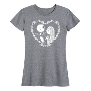 Women's - The Nightmare Before Christmas - Jack Skellington and Sally Heart Short Sleeve Graphic T-Shirt - 1 of 4