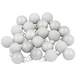 Northlight 2-Finish Mini Christmas Glass Ball Ornaments - 1" (25mm) - White - 24pc - 1 of 4