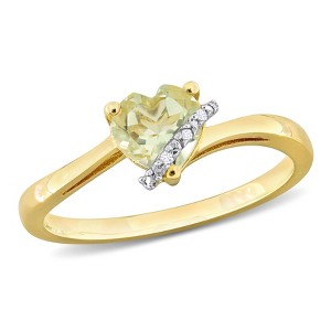 EVERLY JEWELRY | Yellow Plated Sterling Silver 0.009 CT TW Diamond And 3/4 CT TGW Green Quartz Fashion Ring - 1 of 4