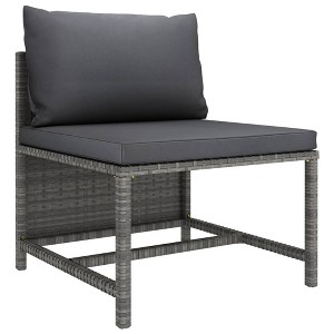VidaXL Sectional Middle Sofa with Cushions Gray Poly Rattan - 1 of 4
