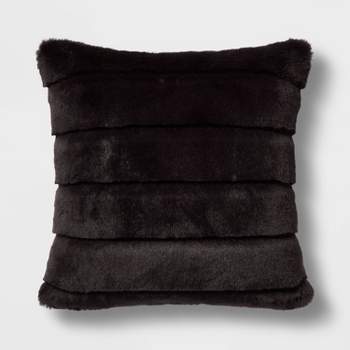 Square Faux Fur Channeled Decorative Throw Pillow - Threshold™