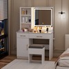 32" Makeup Vanity Desk with Lighted Mirror & Power Outlet, Dressing Table with 3-Tone Mirror, Fast Charging Station & Split Storage White - 3 of 4