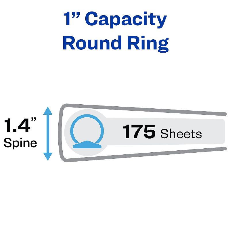 Avery Flexible Round Ring Binder 11 x 8 1/2 1" Capacity Gray 17676, 4 of 5