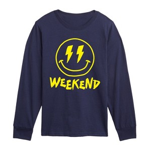 Boys' - Instant Message - Weekend Smile Face Long Sleeve Graphic T-Shirt - 1 of 4