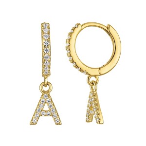 Junior Jewels 14K Gold Over Sterling Silver Cubic Zirconia Initials Drop Earrings - 1 of 2